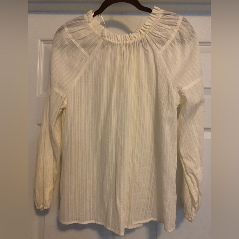 Free People Thin Cream Blouse Size L